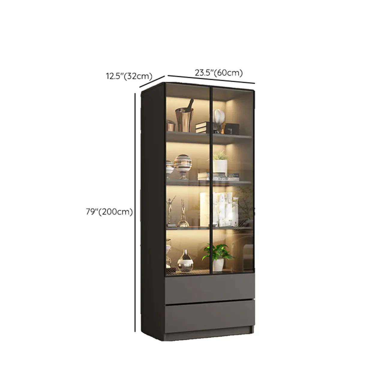 Modern Black Glass Display Cabinet with Shelves Image - 27 | homeyfad
