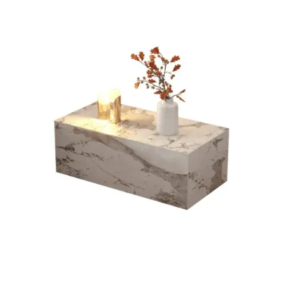Modern Stone Bedside Table with Large Storage Drawer Image - 7