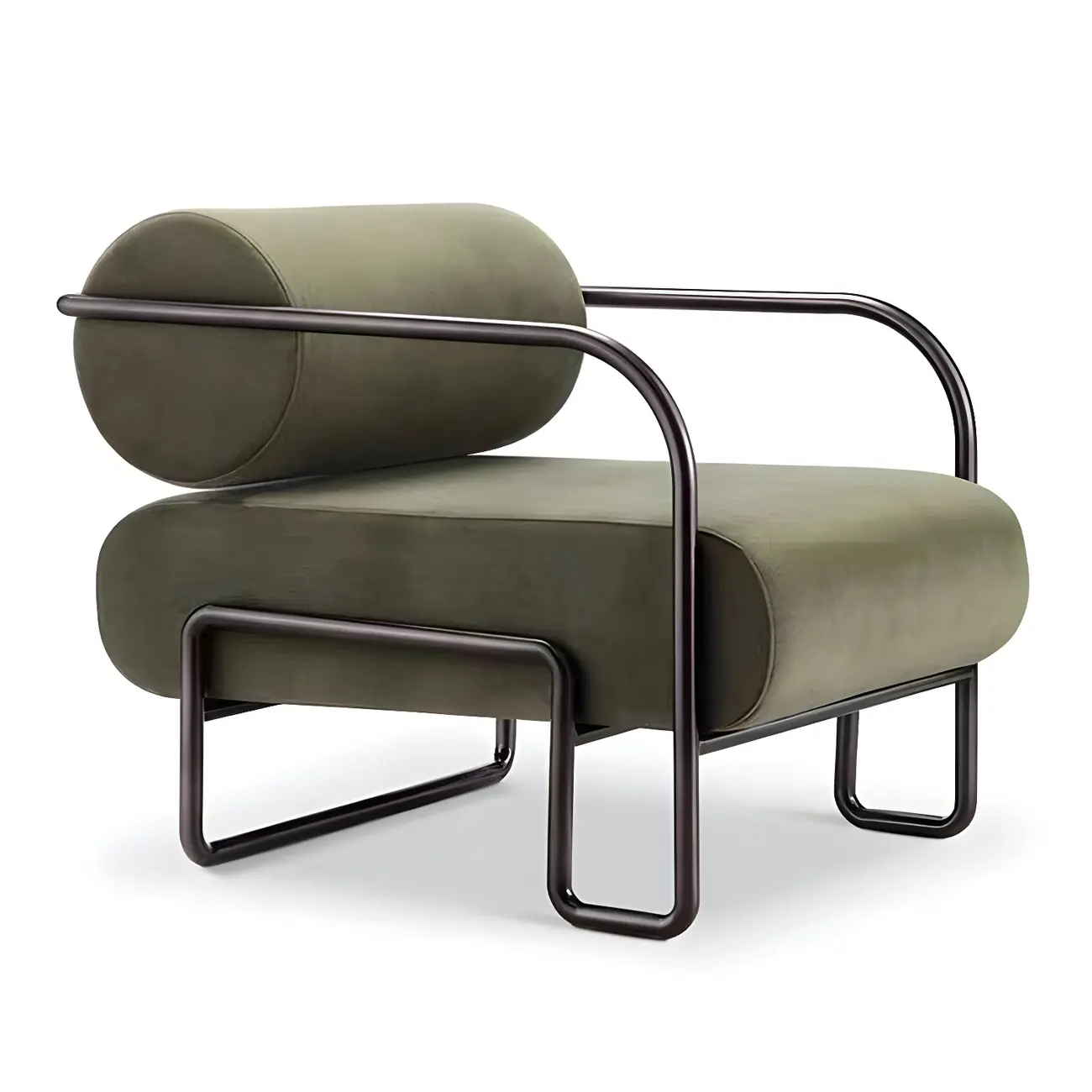 Industrial Leather/Velvet Accent Chair with Metal Frame Image - 8 | homeyfad