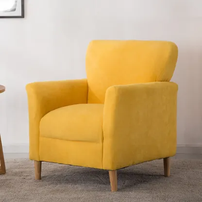 Modern Brown Linen Armchair for Living Room Image - 29