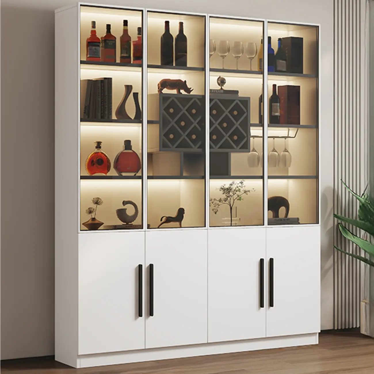 Modern Slab China Display Cabinet with Stemware Stand Image - 1 | homeyfad