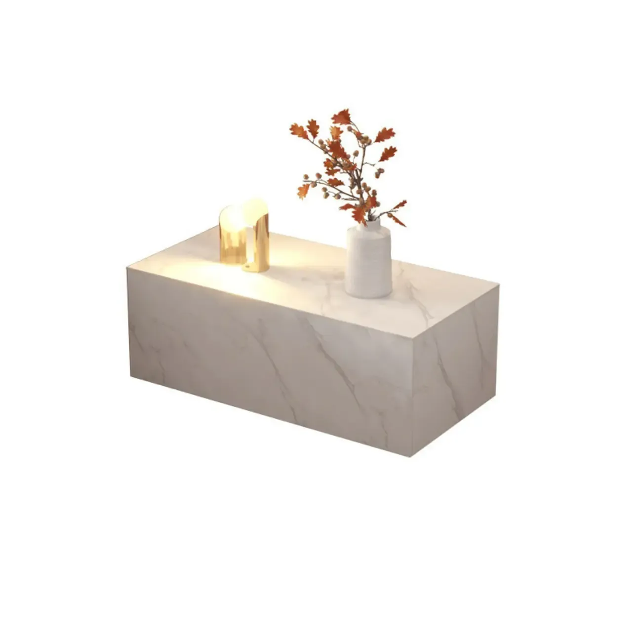 Modern Stone Bedside Table with Large Storage Drawer Image - 9