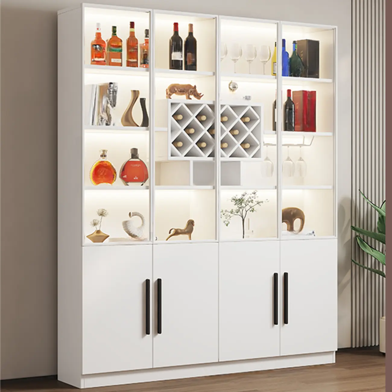 Modern Slab China Display Cabinet with Stemware Stand Image - 2 | homeyfad