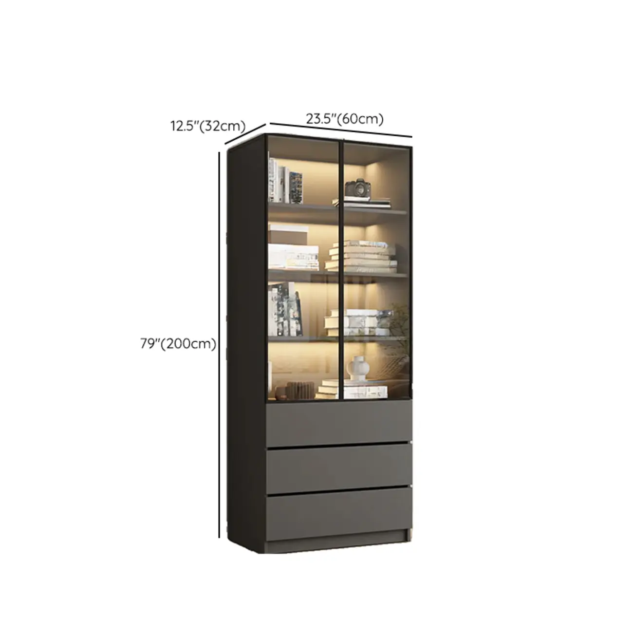 Modern Black Glass Display Cabinet with Shelves Image - 29 | homeyfad