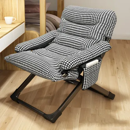 Houndstooth Modern Fabric Rocker Recliner Chair with Storage Image - 18