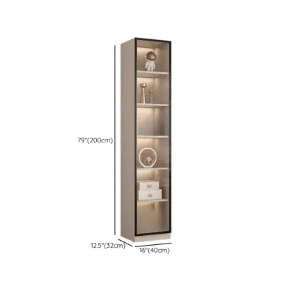 Elegant Natural Wooden Display Cabinet with LED Lighting #size