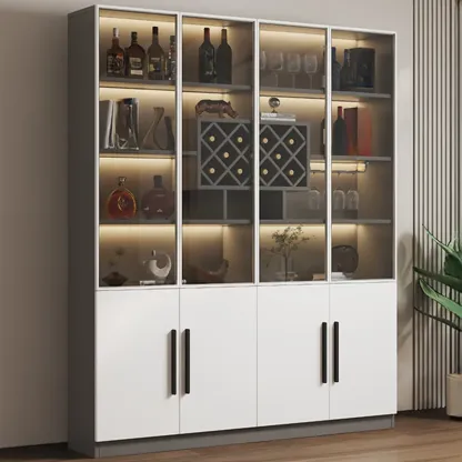 Modern Slab China Display Cabinet with Stemware Stand Image - 3