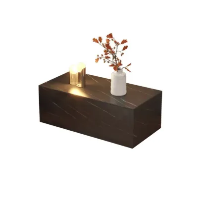 Modern Stone Bedside Table with Large Storage Drawer Image - 11