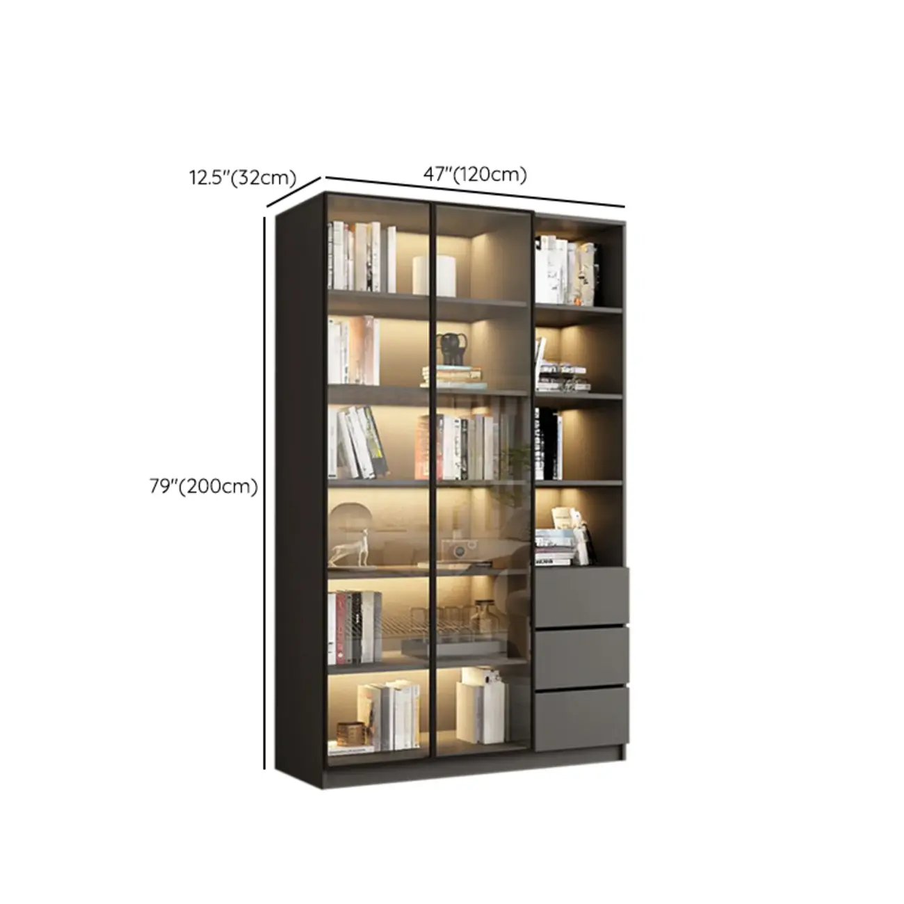 Modern Black Glass Display Cabinet with Shelves Image - 31 | homeyfad