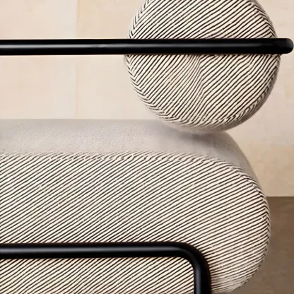 Industrial Leather/Velvet Accent Chair with Metal Frame Image - 11