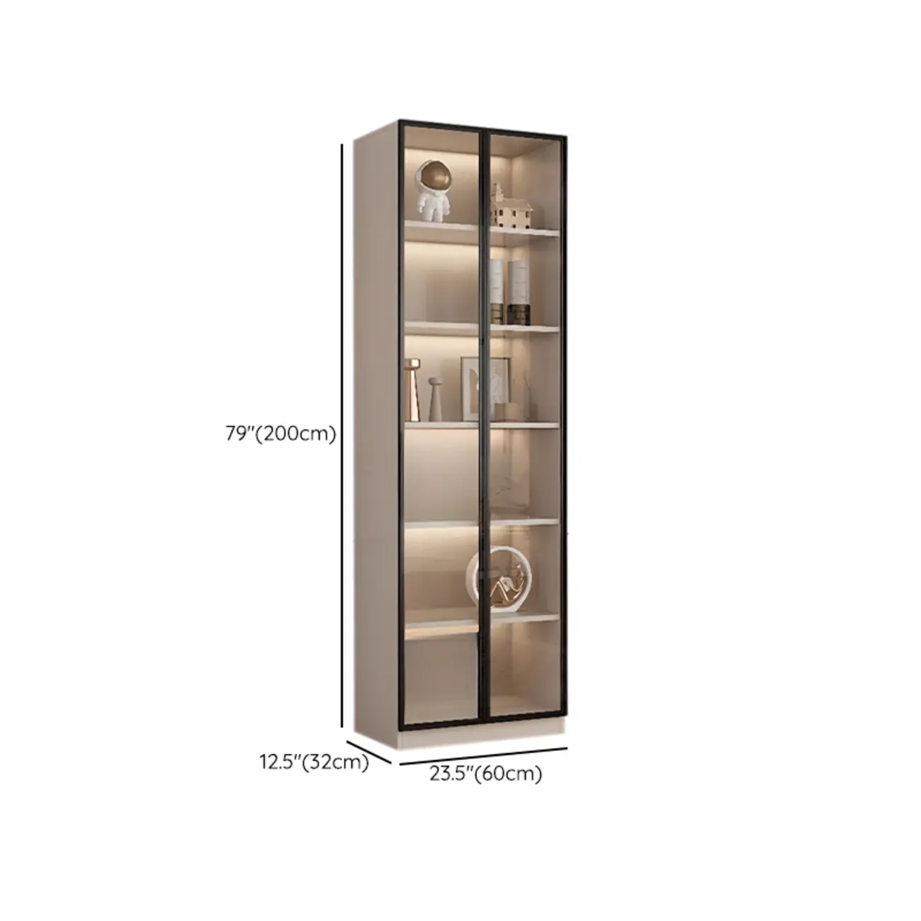 Elegant Natural Wooden Display Cabinet with LED Lighting Image - 28 | homeyfad