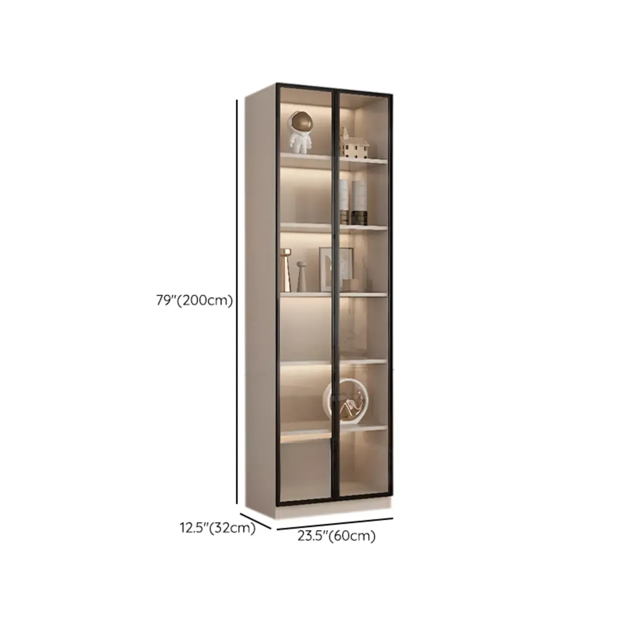 Elegant Natural Wooden Display Cabinet with LED Lighting Image - 28