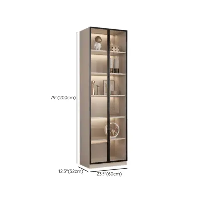 Elegant Natural Wooden Display Cabinet with LED Lighting Image - 28