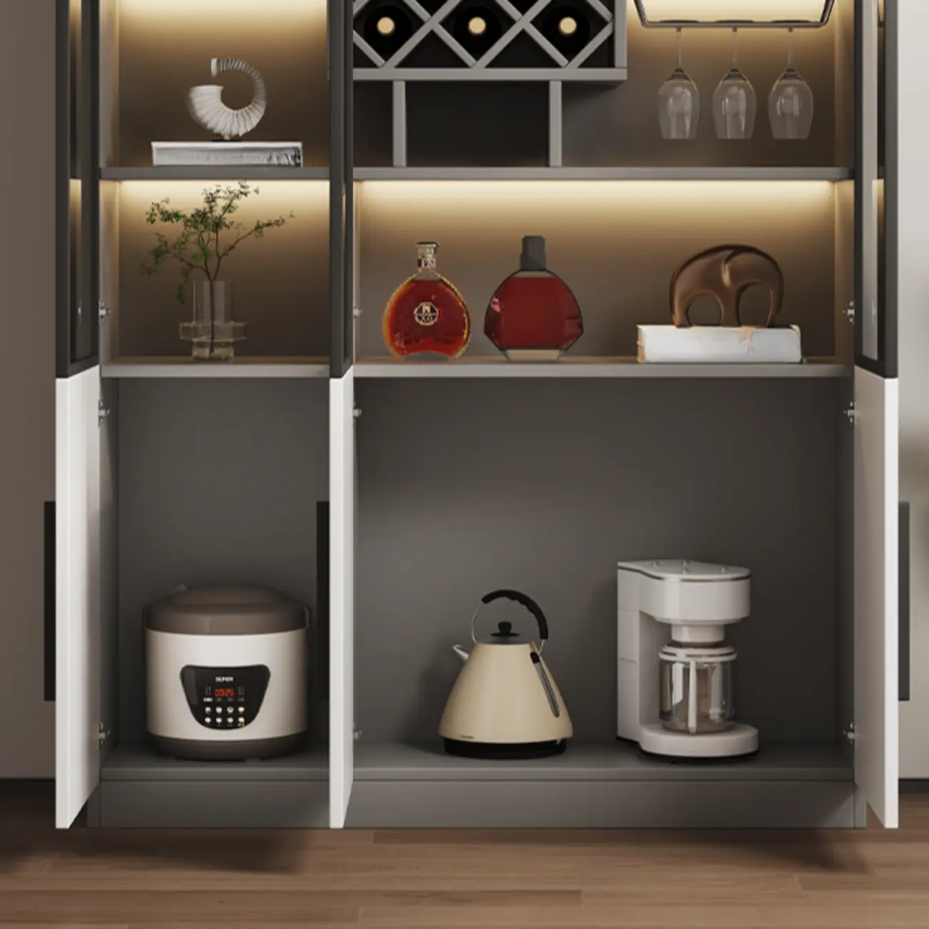 Modern Slab China Display Cabinet with Stemware Stand Image - 4 | homeyfad