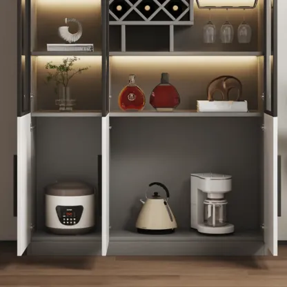 Modern Slab China Display Cabinet with Stemware Stand Image - 4