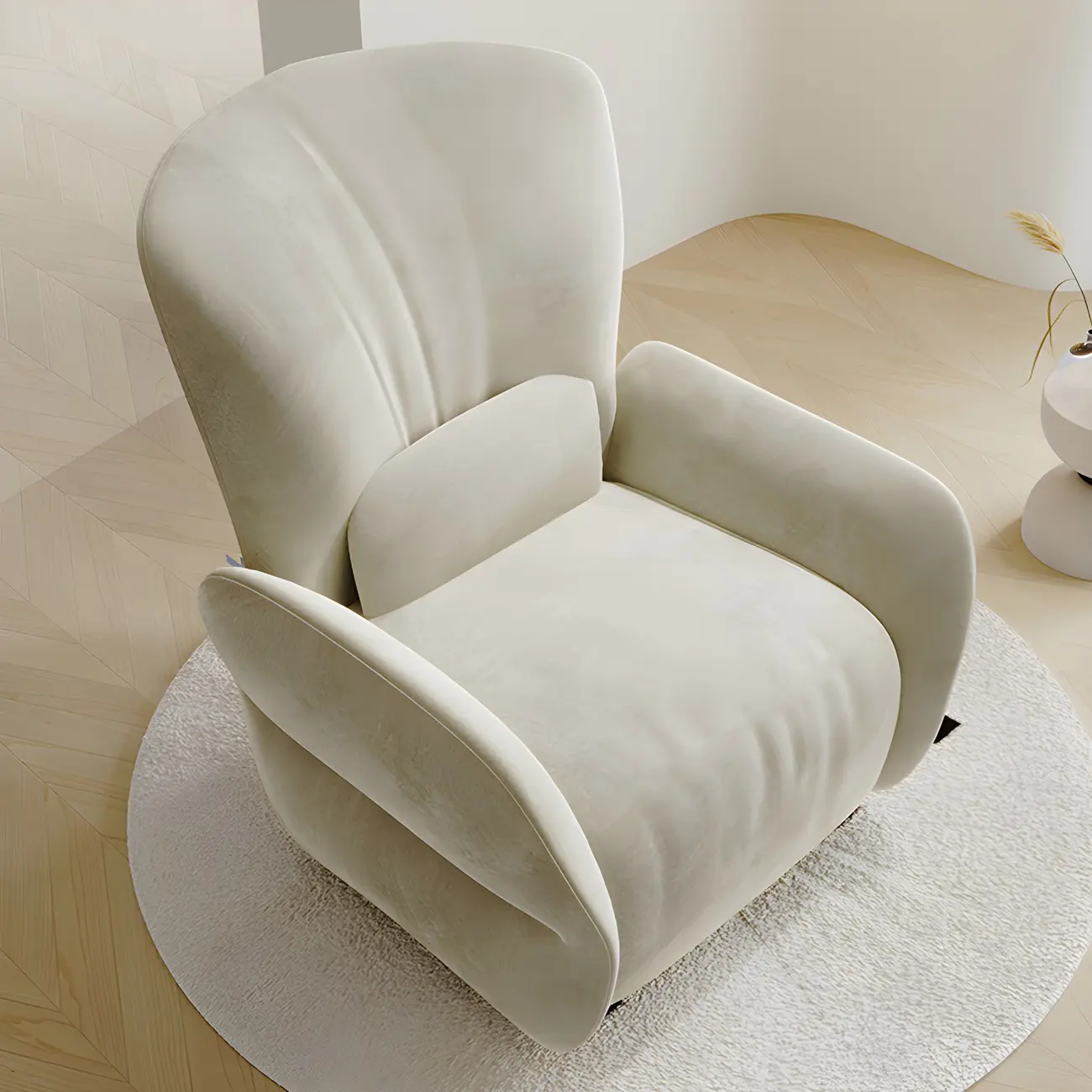 Suede Power Recliner Wing Chair with Swivel Rocker Image - 2 | homeyfad