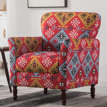 Modern Brown Linen Armchair for Living Room Image - 32