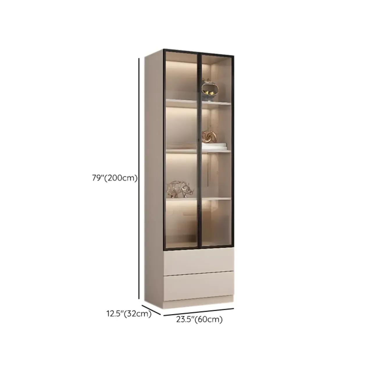 Elegant Natural Wooden Display Cabinet with LED Lighting Image - 29