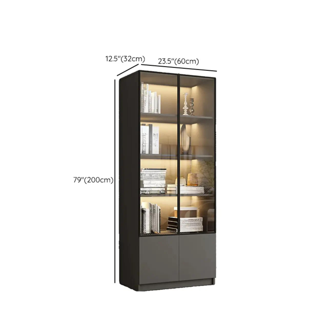 Modern Black Glass Display Cabinet with Shelves Image - 33 | homeyfad