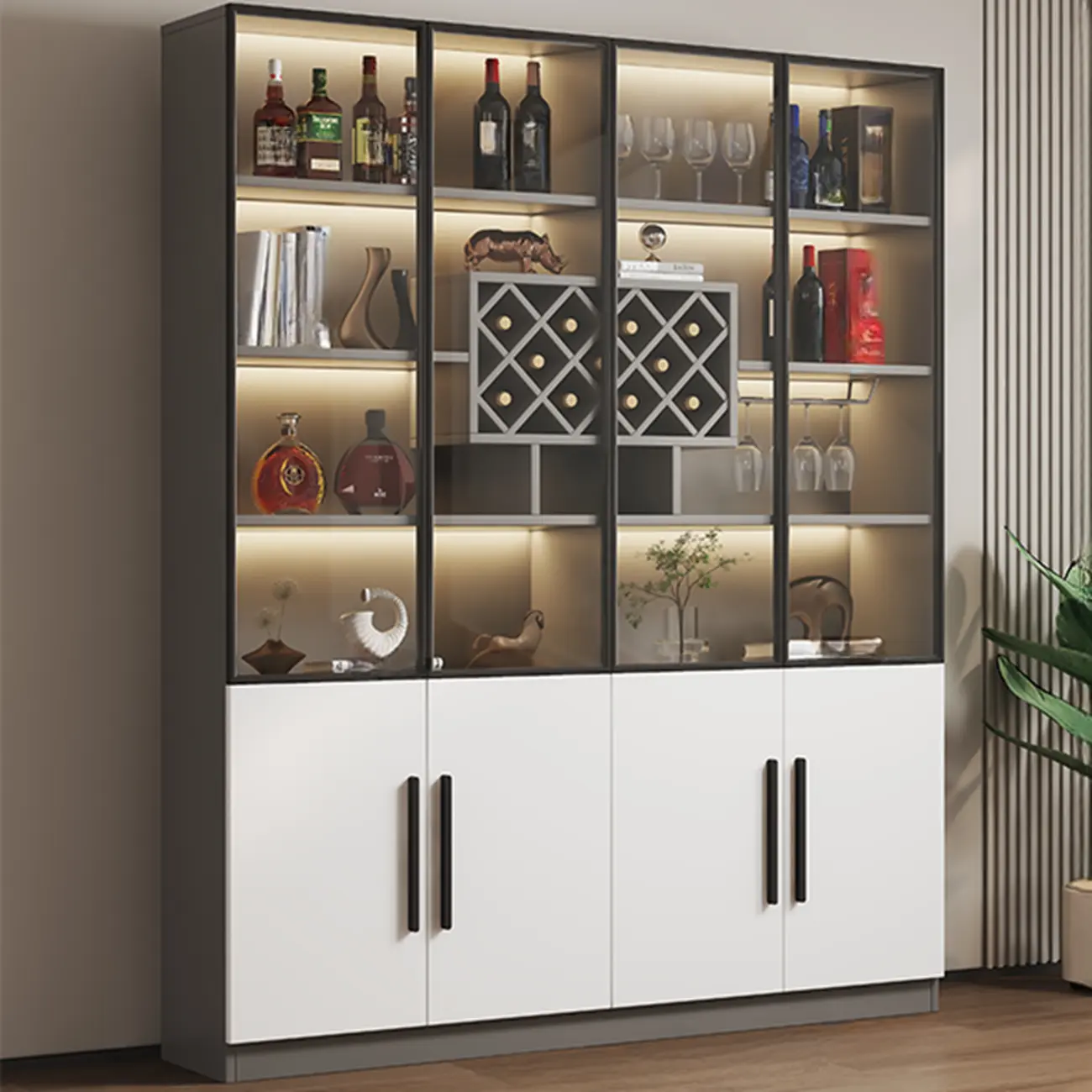 Modern Slab China Display Cabinet with Stemware Stand Image - 5 | homeyfad