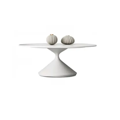 White Round Nesting Coffee Table with Modern Simple Style Image - 5