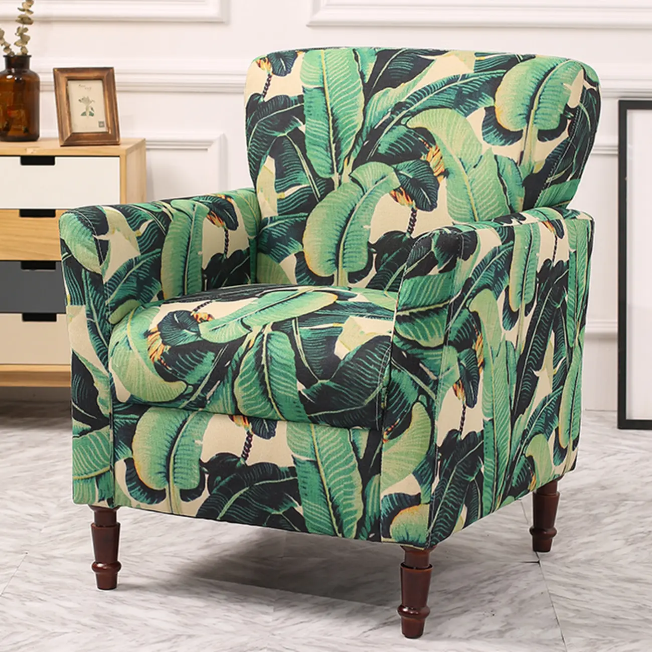 Modern Brown Linen Armchair for Living Room Image - 33 | homeyfad