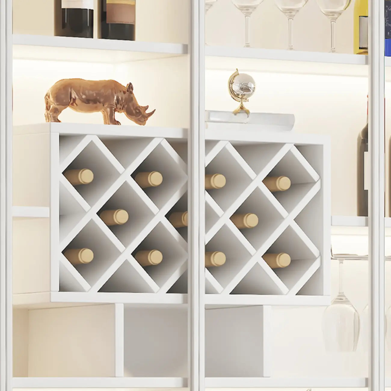 Modern Slab China Display Cabinet with Stemware Stand Image - 6 | homeyfad