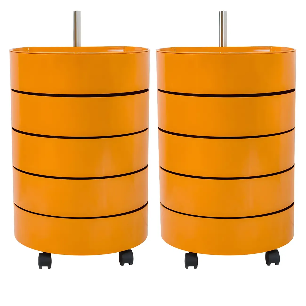 Simple Off White Rotating Bedside Table with Drawers Storage  Image - 4