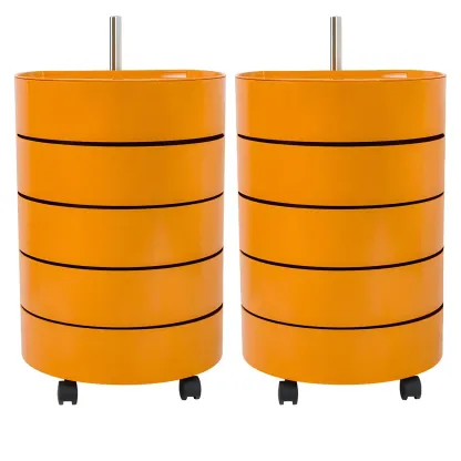 Simple Off White Rotating Bedside Table with Drawers Storage  Image - 4