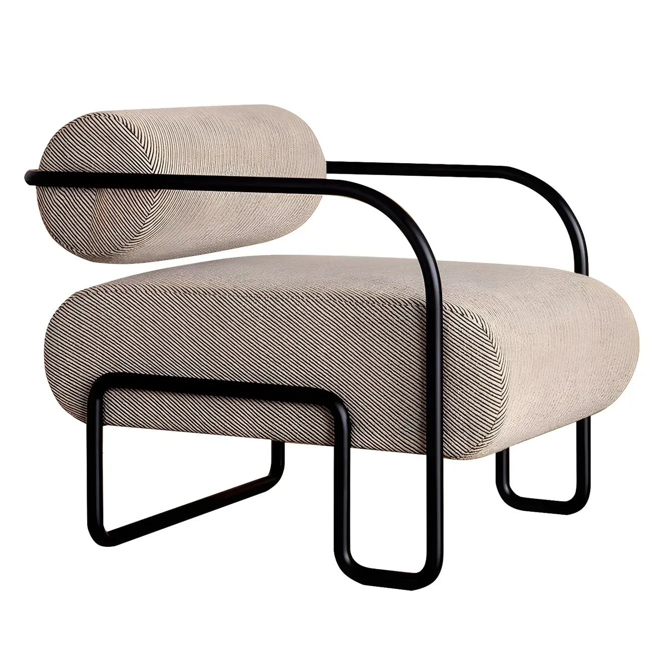 Industrial Leather/Velvet Accent Chair with Metal Frame Image - 13