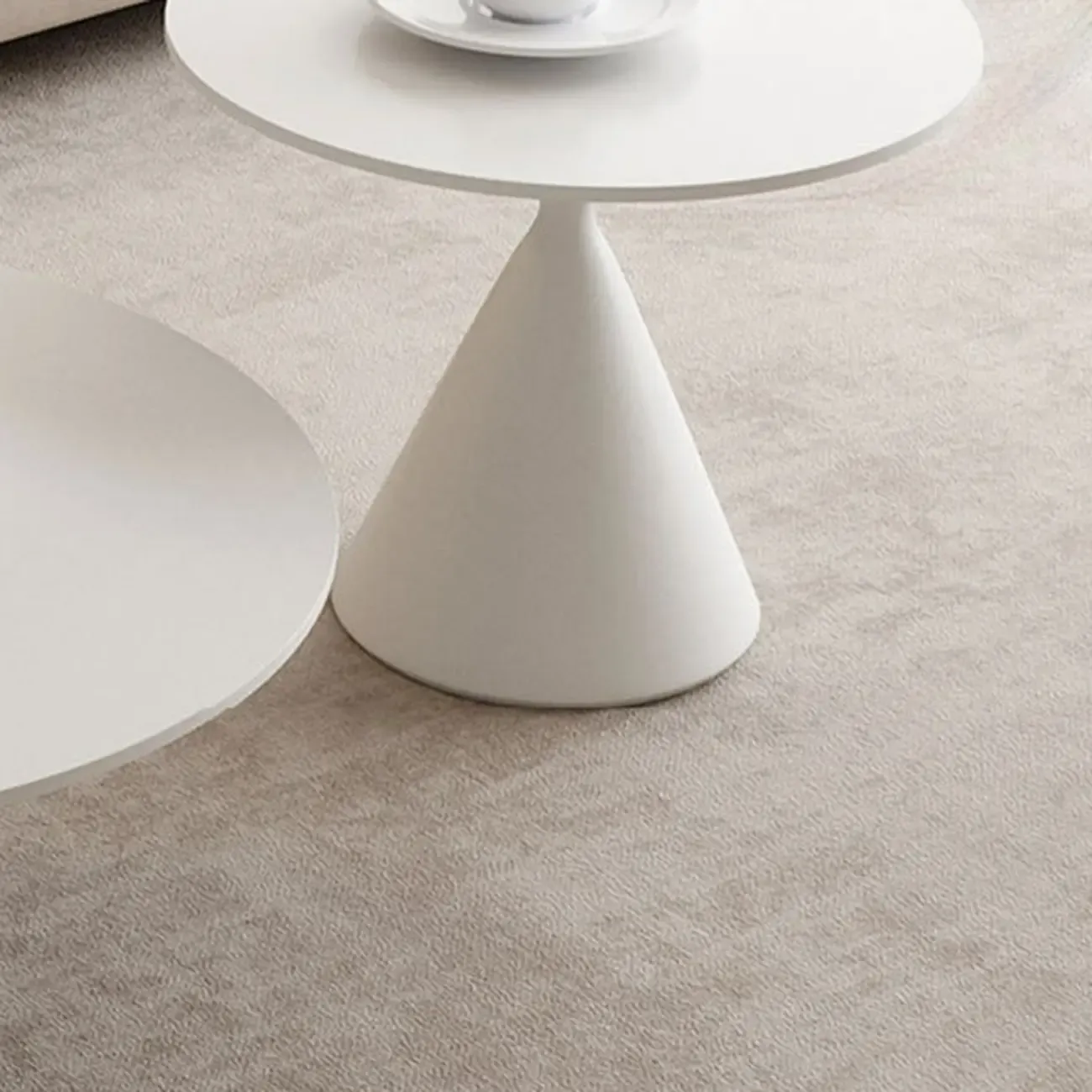 White Round Nesting Coffee Table with Modern Simple Style Image - 7