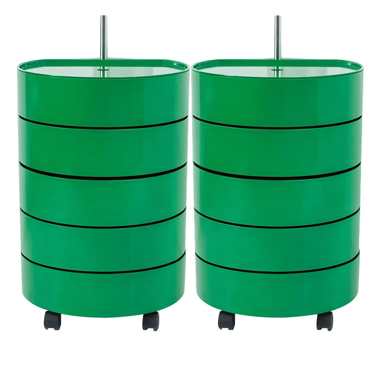 Simple Off White Rotating Bedside Table with Drawers Storage  Image - 5