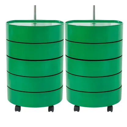 Simple Off White Rotating Bedside Table with Drawers Storage  Image - 5