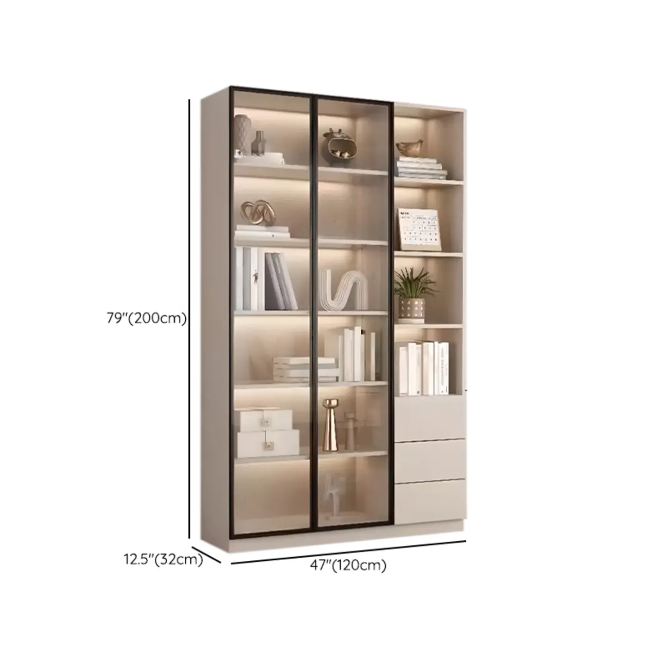 Elegant Natural Wooden Display Cabinet with LED Lighting Image - 33 | homeyfad