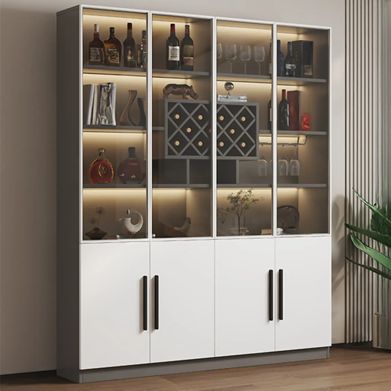 Modern Slab China Display Cabinet with Stemware Stand Image - 8 | homeyfad