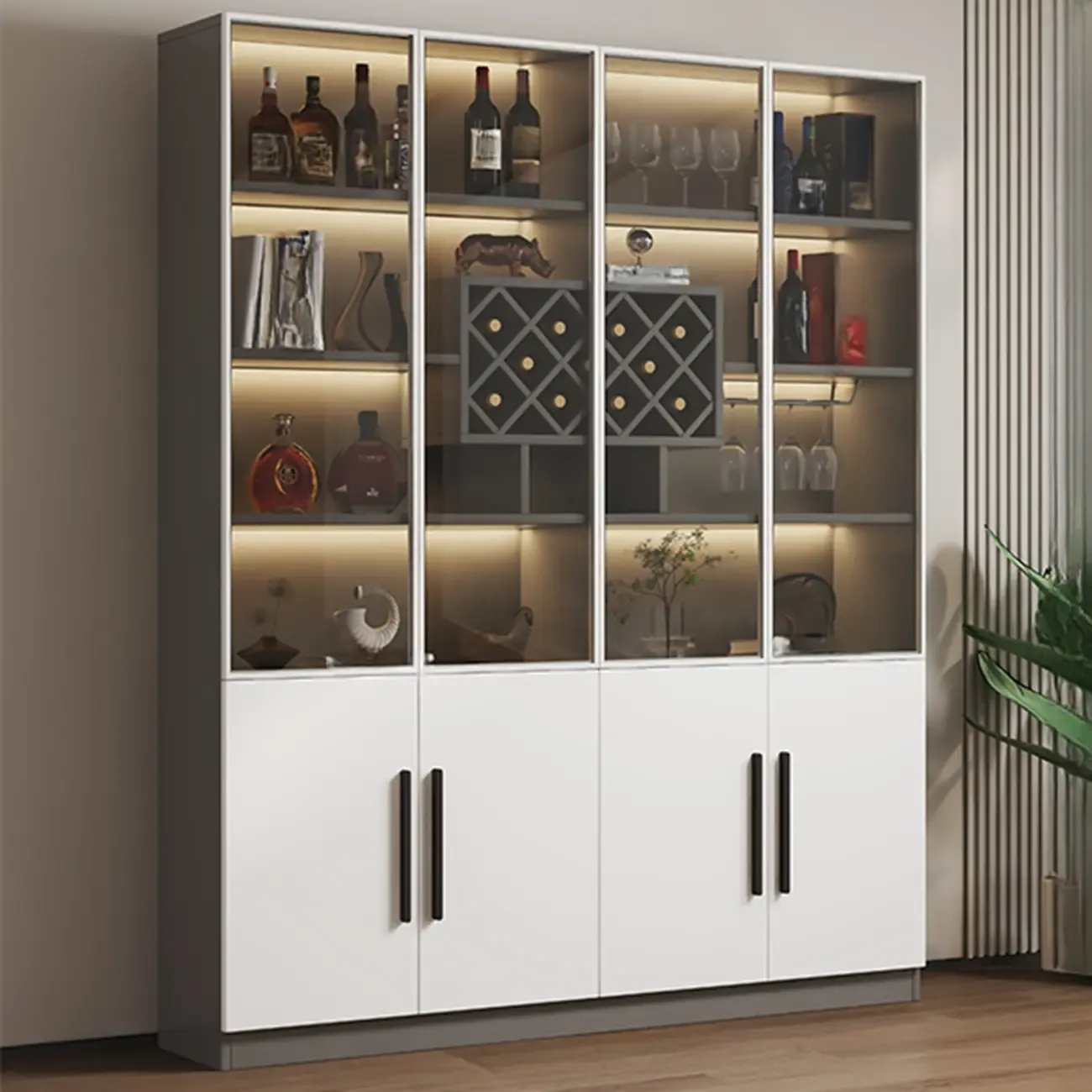 Modern Slab China Display Cabinet with Stemware Stand Image - 8