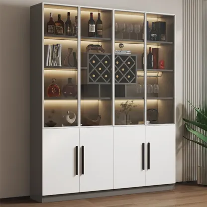 Modern Slab China Display Cabinet with Stemware Stand Image - 8