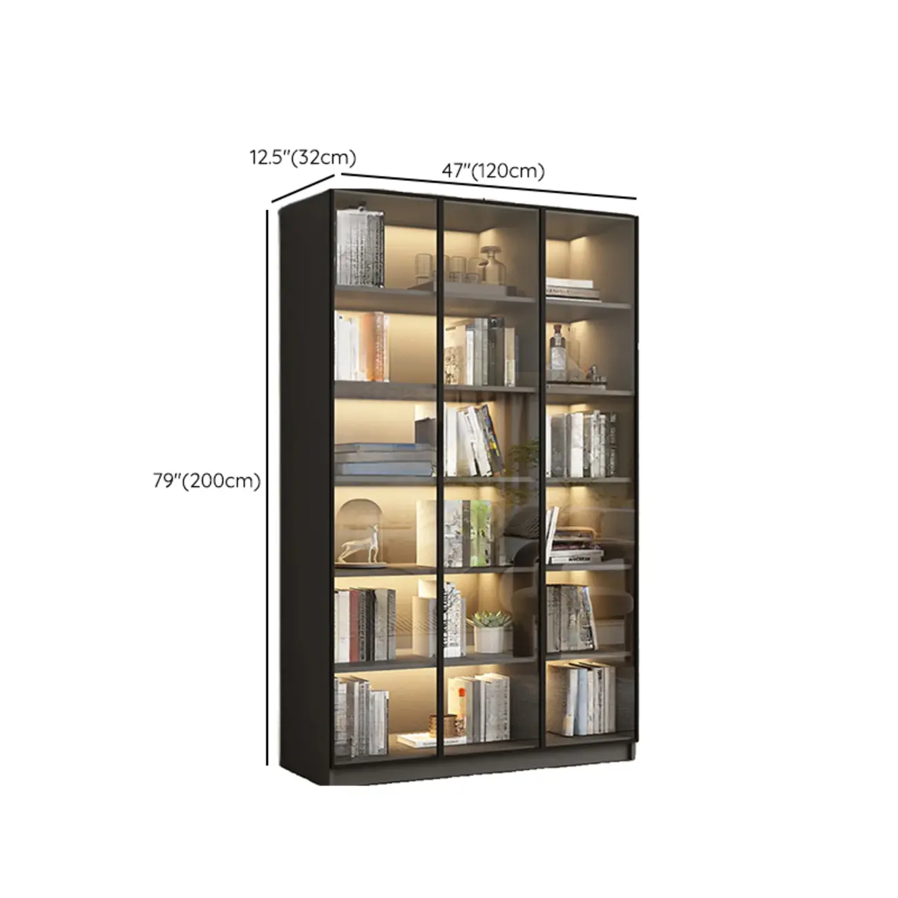 Modern Black Glass Display Cabinet with Shelves Image - 36 | homeyfad