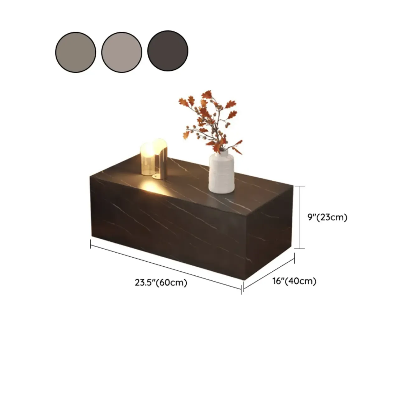 Modern Stone Bedside Table with Large Storage Drawer Image - 16