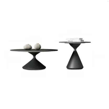 White Round Nesting Coffee Table with Modern Simple Style Image - 9