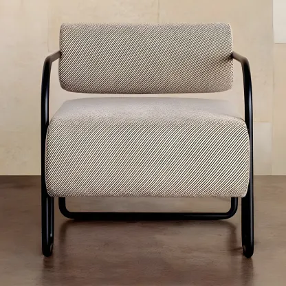 Industrial Leather/Velvet Accent Chair with Metal Frame Image - 15