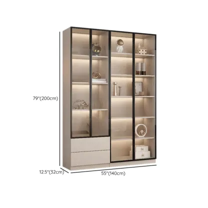 Elegant Natural Wooden Display Cabinet with LED Lighting Image - 34