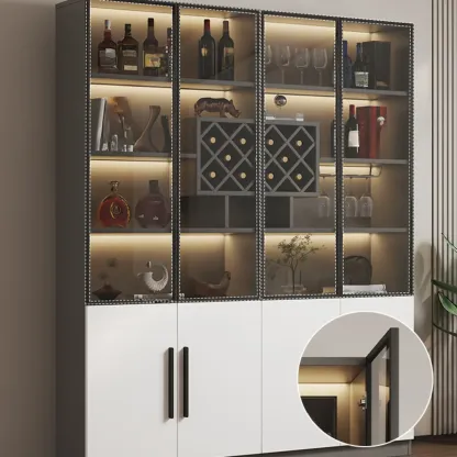 Modern Slab China Display Cabinet with Stemware Stand Image - 9