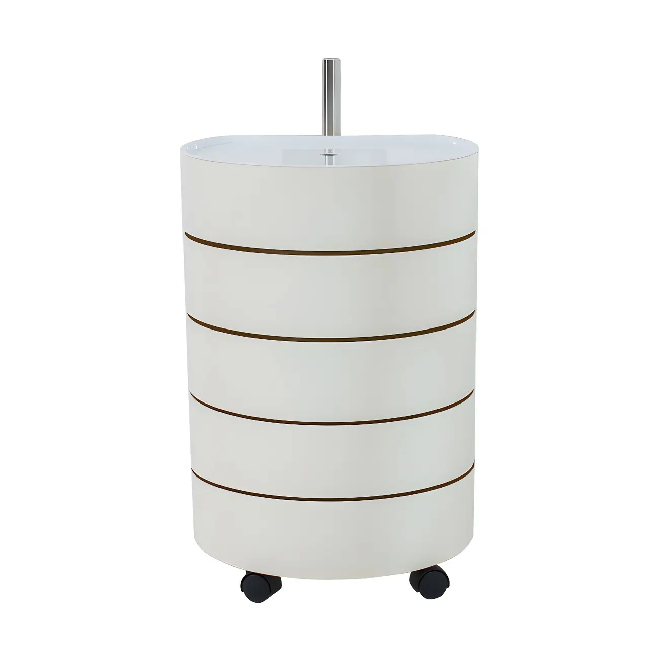 Simple Off White Rotating Bedside Table with Drawers Storage  Image - 8 | homeyfad