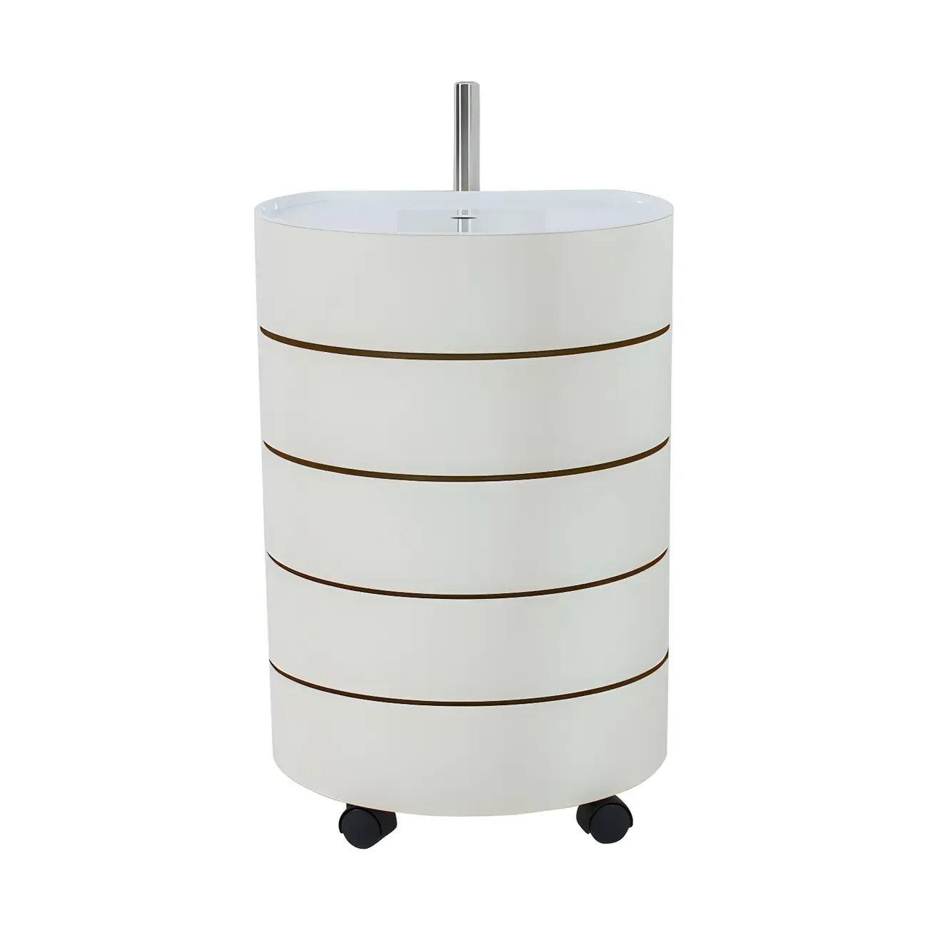 Simple Off White Rotating Bedside Table with Drawers Storage  Image - 8