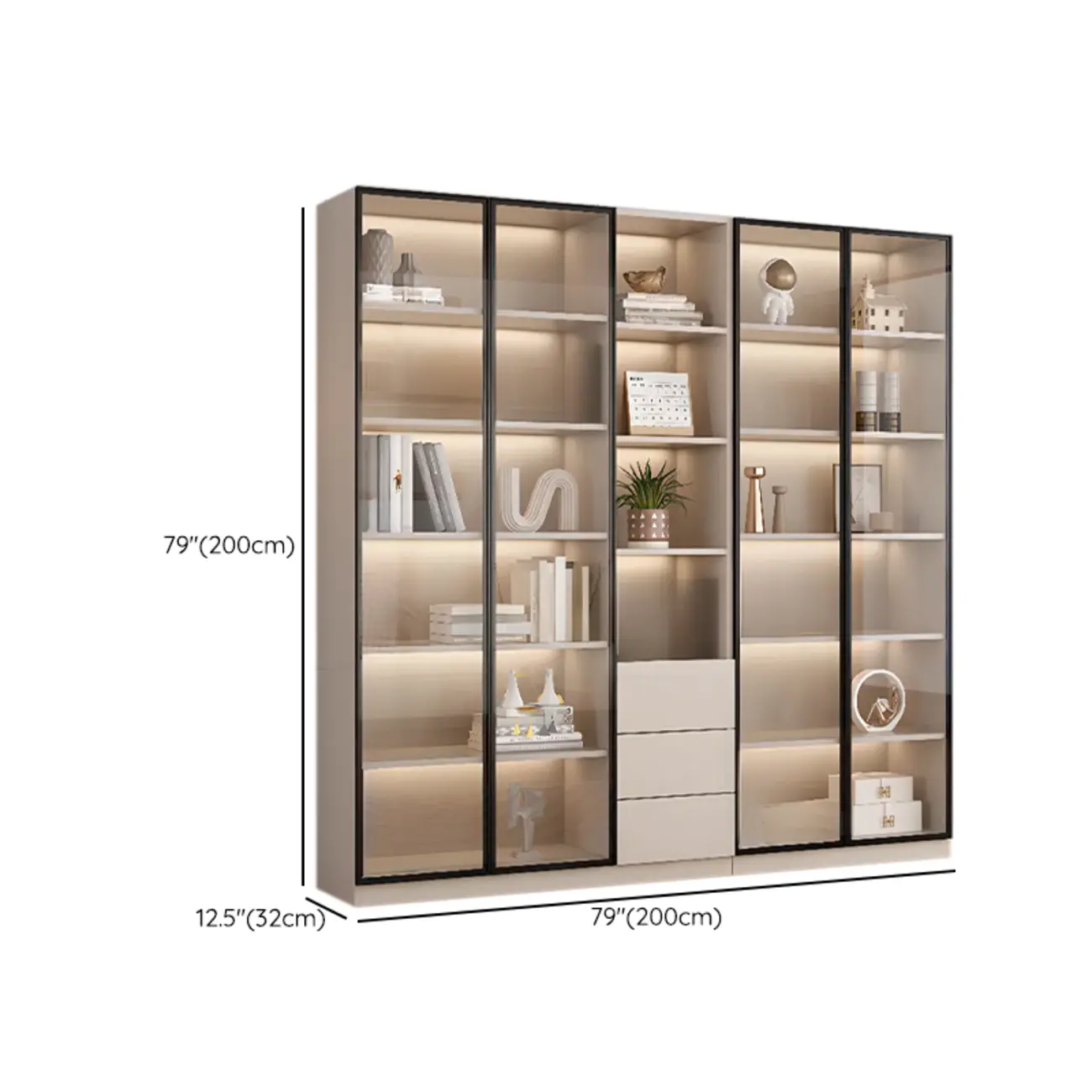 Elegant Natural Wooden Display Cabinet with LED Lighting Image - 36 | homeyfad