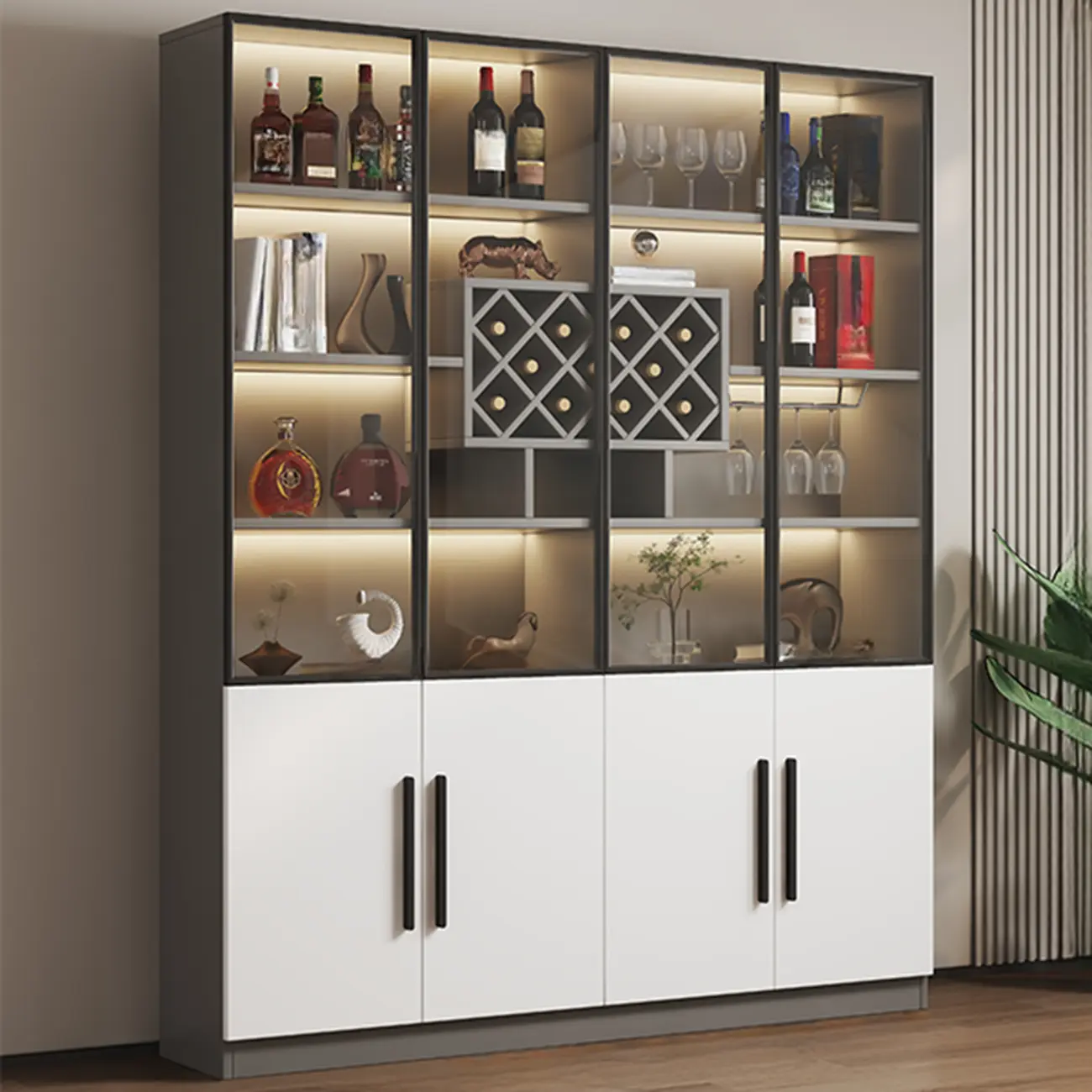 Modern Slab China Display Cabinet with Stemware Stand Image - 11 | homeyfad