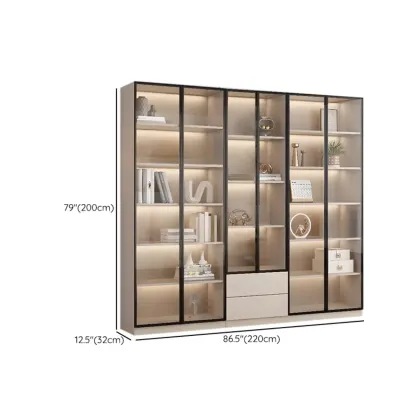 Elegant Natural Wooden Display Cabinet with LED Lighting Image - 37