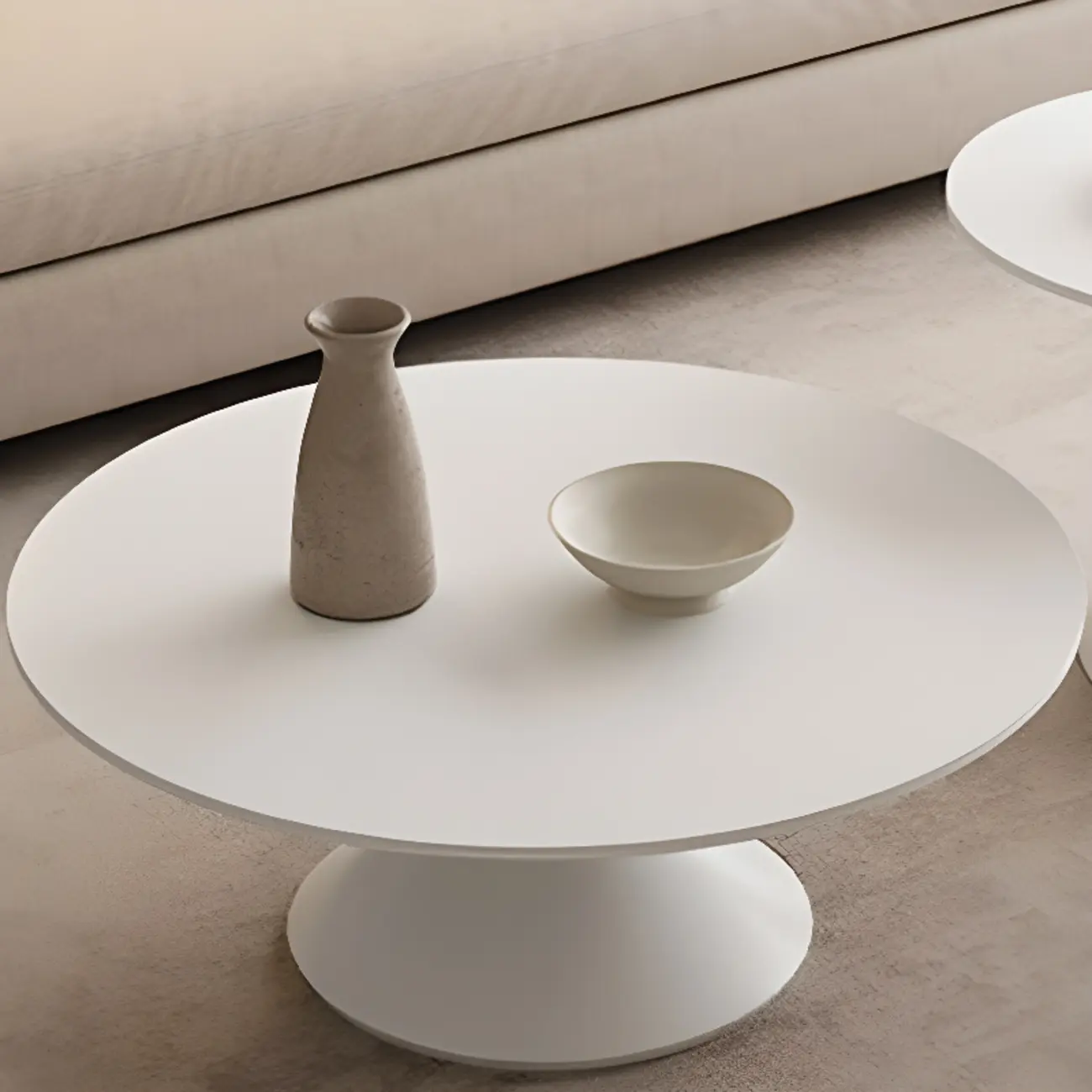 White Round Nesting Coffee Table with Modern Simple Style Image - 12 | homeyfad