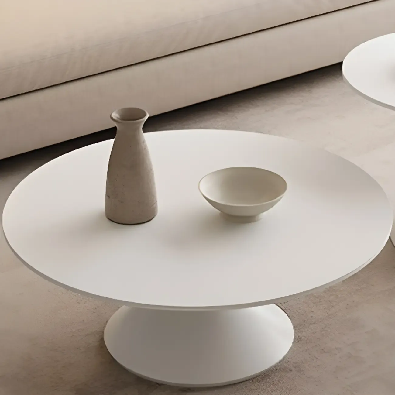 White Round Nesting Coffee Table with Modern Simple Style Image - 12